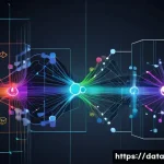 Home 21 그래프 데이터베이스로 소프트웨어 아키텍처 이해하기 - A detailed and vibrant visualization of a complex software architecture using a graph database model...