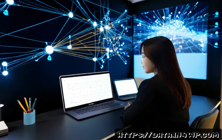 그래프 데이터베이스를 통한 사건 연관 분석 - Photorealistic investigative analytics workspace, an analyst viewed from behind studying a large cle...